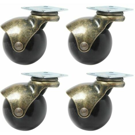 Lot de 4 roues pivotantes à 360 degrés diamètre 40 mm roue à billes vintage pour meubles