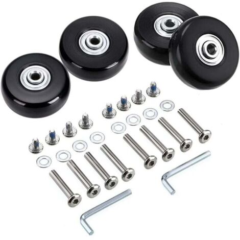 Lot De 4 Roues Pivotantes Caoutchouc Pour Valise Rechange 45 X 18 Mm