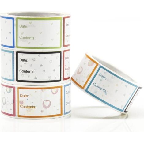 Lot de 4 rouleaux (500 pièces) d'étiquettes de congélation de 2,5 x 4,1 cm – Adhésif ultra puissant, imperméable et réutilisable pour le stockage des aliments, les bocaux et la préparation des