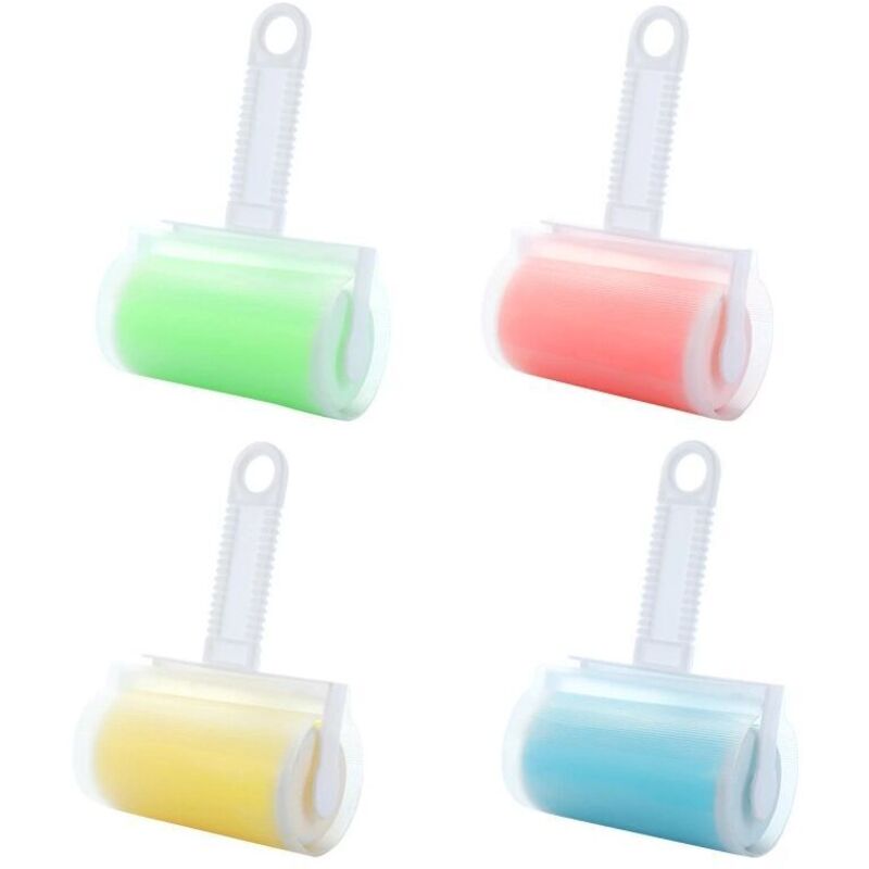 Lot de 4 Rouleaux Anti-Peluches Réutilisables pour Vêtements, Tapis et Voiture