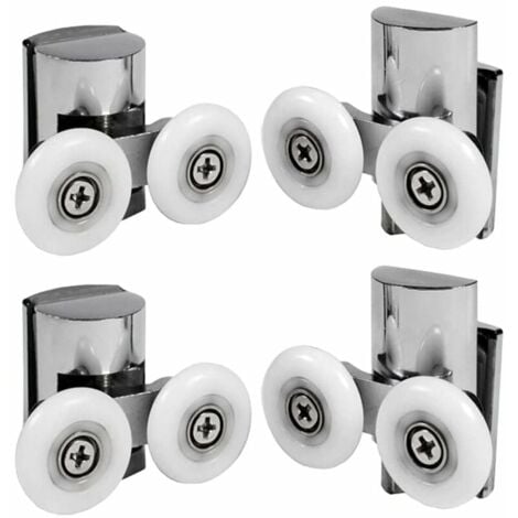 Lot De 4 Roulettes Doubles Pour Porte De Douche - Diamètre : 23 Mm