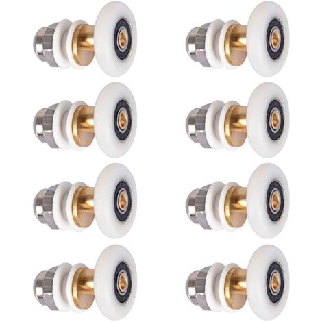 Lot de 4 Roulettes de Douche avec Double Porte Coulissante Roulettes Doubles de Rechange pour Porte de Douche (23MM/ 2 top+2 Bottoms)