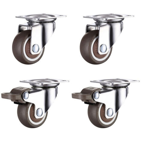 Lot de 4 roulettes de meuble 50 mm avec freins, petites roulettes de meuble universelles, rotation à 360 degrés, roulettes en caoutchouc adaptées à tous les sols, meubles, étagères, coffres à jouets,O