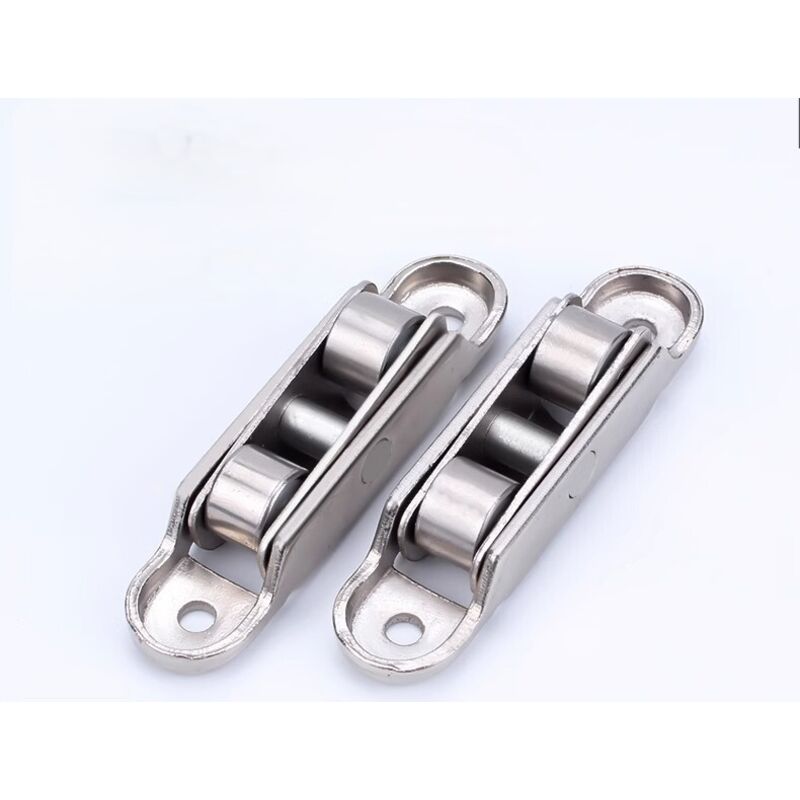 Lot de 4 roulettes de porte coulissante en acier inoxydable robuste, double entraînement, silencieuses, arbre coulissant, poulie de fenêtre Lot de 4 roulettes de porte coulissante en acier inoxydable robuste, double entraînement, silencieuses, arbre coulissant, poulie de fenêtre