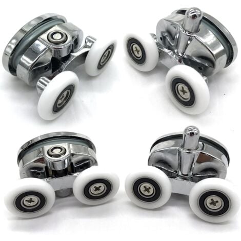 SERBIA Lot de 4 roulettes de porte de douche - À deux roues - Ovales - En forme de papillon (23mm)