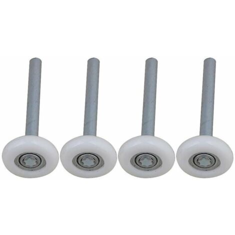 Lot de 4 roulettes de porte de garage en nylon à roulement à billes scellé avec tige de 115 mm