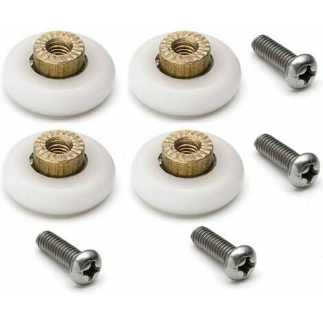 Lot de 4 roulettes de rechange pour porte de douche coulissante avec vis M6 Diamètre 20 mm
