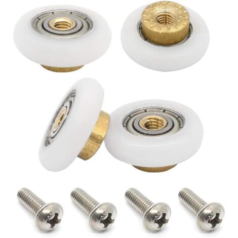 Lot de 4 roulettes de rechange pour portes de douche coulissantes avec vis M4, diamètre 23 mm