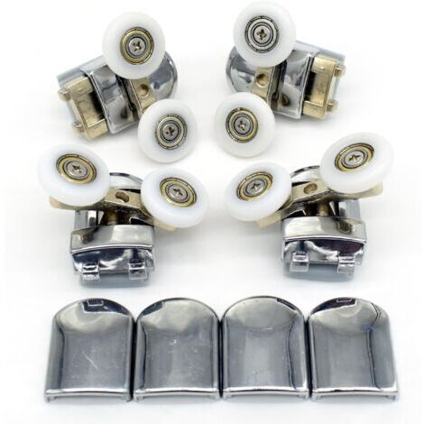 Lot de 4 roulettes doubles de rechange pour porte de douche, roues de 23 mm de diamètre (Double 2 top +2bottom-23mm)