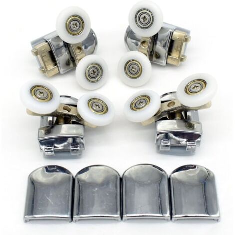 Lot de 4 roulettes doubles de rechange pour porte de douche, roues de 23 mm de diamètre (Double 2 top +2bottom-23mm)
