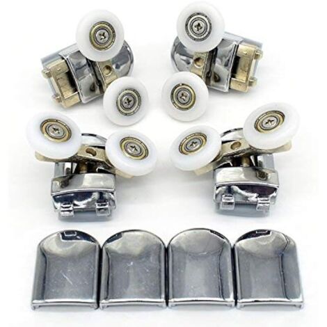 Lot de 4 roulettes doubles - Pour porte de douche - 25 mm de diamètre (Double-2top +2bottom-25mm)