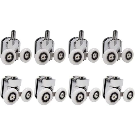 Lot de 4 roulettes doubles pour porte de douche - 25 mm de diamètre - Pièces de rechange pour salle de bain (25 mm-8 pièces)