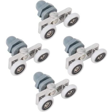 Lot de 4 roulettes doubles pour porte de douche haut et bas - Pas de bruit - Double rouleau coulissant - 23 mm