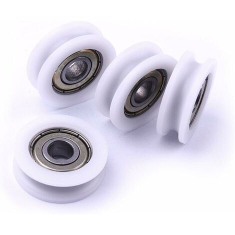 Lot de 4 roulettes en nylon avec rainures - Pour portail coulissant, barres d'angle, tiroirs -4x15x6mm