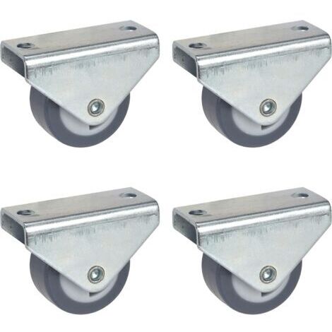 Lot de 4 roulettes fixes pour meubles 30 mm avec plaque en TPE sans trace, capacité de charge 105 kg