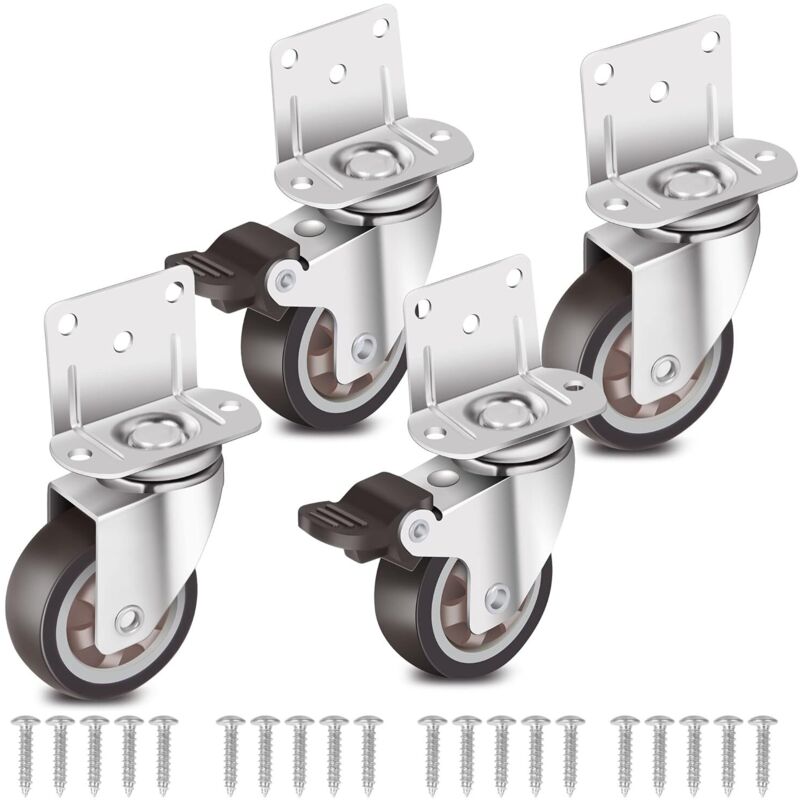 Tigrezy - Lot de 4 roulettes latérales en caoutchouc en forme de l de 5 cm pour meubles, lit bébé, cuisine, armoire, table