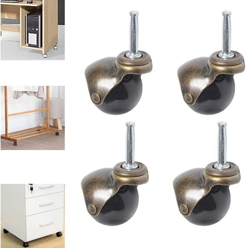 Lot de 4 roulettes pivotantes 360 degrs avec plaque suprieure, roulettes billes de 2 pouces avec tige de prhension