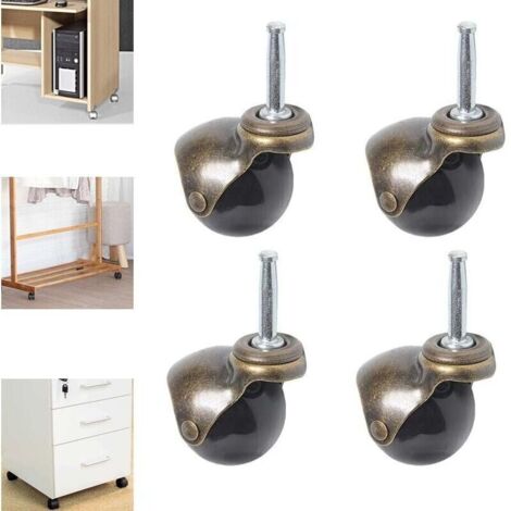 Lot de 4 roulettes pivotantes 360 degrs avec plaque suprieure, roulettes billes de 2 pouces avec tige de prhension