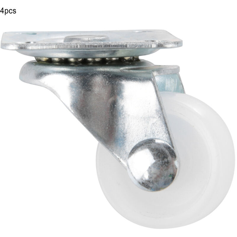 Lot de 4 roulettes pivotantes de 2,5 cm (1 pouce) en polypropylène blanc pour meubles à roulettes