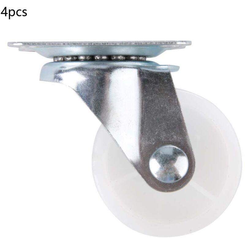 Lot de 4 roulettes pivotantes de 3,8 cm (1,5 pouce) en polypropylène blanc pour meubles à roulettes