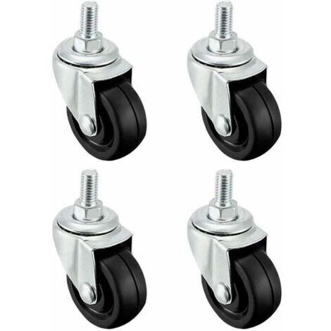 Lot de 4 roulettes pivotantes en caoutchouc TPE 40 mm – Charge 20 kg – Filetage M8 pour installation sécurisée – Compatible tous sols