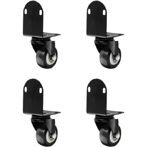 Lot de 4 roulettes pivotantes en forme de L pour support de fleurs, meubles, bibliothèque, capacité de charge totale de 150 kg