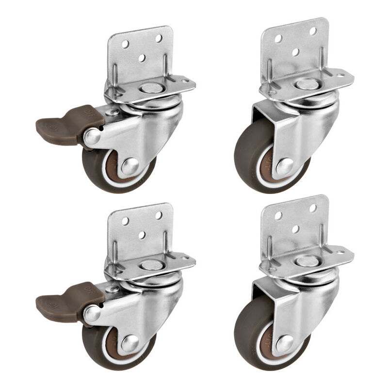 Feiyue - Lot de 4 roulettes pivotantes latérales en forme de l pour chariot de cuisine, roulettes de remplacement pour meubles