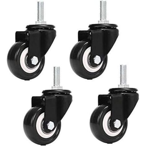 Lot de 4 roulettes pivotantes M8x25mm – Charge 240 kg – PU pour sols durs – Installation facile sur meubles