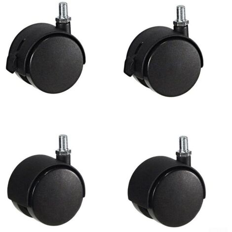 Lot de 4 roulettes pivotantes noires pour chaises et meubles，adapté pour table basse, chariot