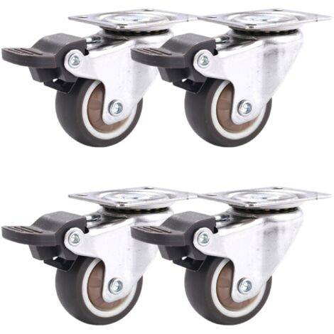Lot de 4 roulettes pivotantes pour meubles, 25 mm, mini roulettes, avec freins