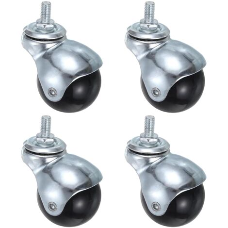 Lot de 4 roulettes pivotantes pour meubles - 38 x 10 x 15 mm - Charge maximale : 30 kg - finition argentée galvanisée