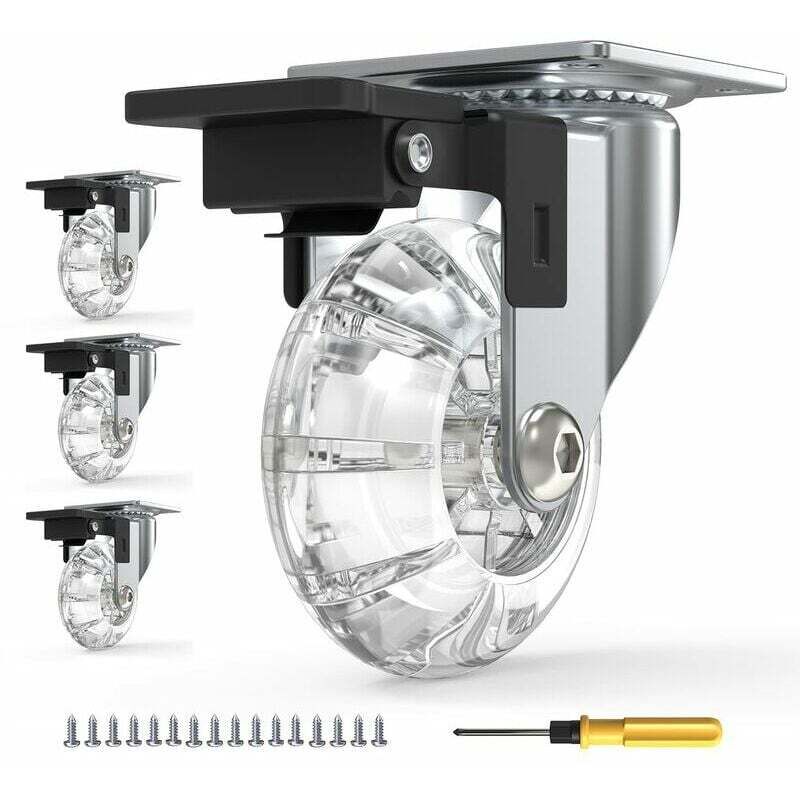 Famille - gabrielle Lot de 4 Roulettes Pour Meubles avec Freins,Roulettes Pivotante Rotation à 360°,Jusqu'à 600KG,sans Traces au Sol,Vis Incluses