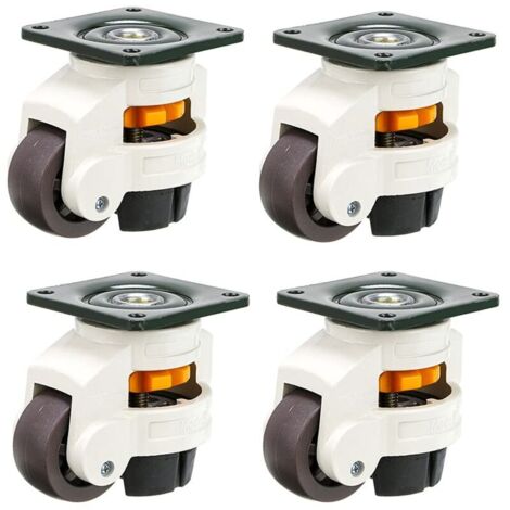 Lot de 4 roulettes pour meubles, pivotantes, à réglage automatique 60F, en alliage de nylon et aluminium, capacité de charge 250 kg par roulette
