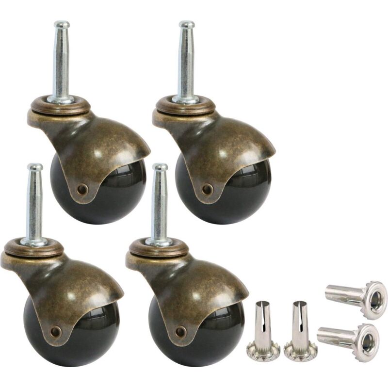 Lot de 4 roulettes pour meubles - roulettes de transport - 50 x 8 x 38 mm - roulettes pivotantes - capacité de charge 30 kg - couleur bronze