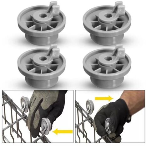 Lot de 4 roulettes pour panier inférieur de lave-vaisselle Bosch-Siemens Neff - Gris