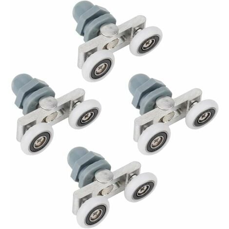 Lot de 4 roulettes pour porte de douche, durable, double coulissant, pour porte de salle de bain, roue en verre (23 mm)