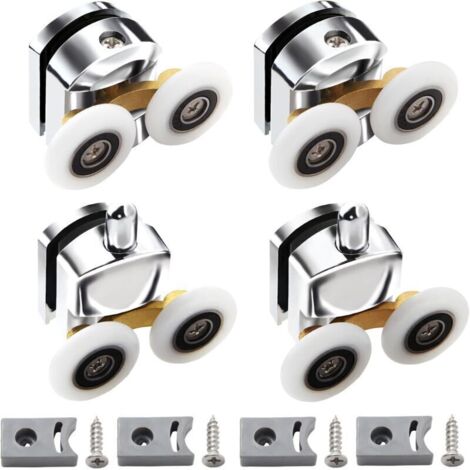 Lot de 4 roulettes pour porte de douche, porte coulissante, porte coulissante, porte de douche, paroi de douche en verre, 23 mm