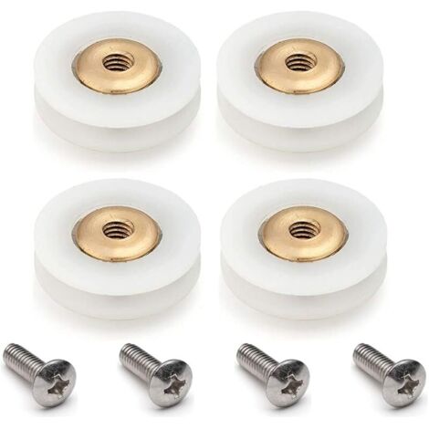 Lot de 4 roulettes rainurées de rechange pour porte de douche 19 mm de diamètre