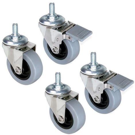 Lot de 4 roulettes Slip gris-noir avec boulon, diamètre 50mm, Acier et Plastique, Gris Plastique (SKU produit : 93818993  SKU Offre : 1029LIU01)