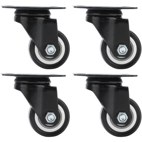 Lot de 4 roulettes universelles de 3,8 cm (1,5 pouce) à rotation 360°, silencieuses et robustes, pour chariots, chaises et meubles.
