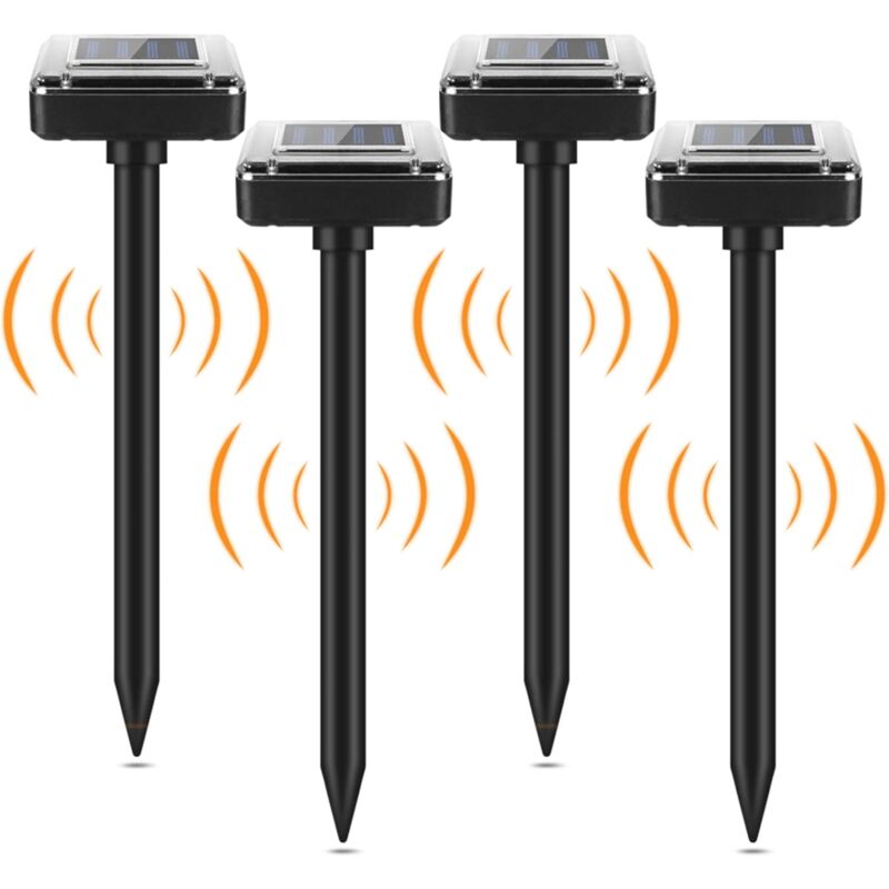 Lling - Lot de 4 répulsifs solaires à ultrasons pour taupes, campagnols, gaufres, serpents ou autres animaux évidés
