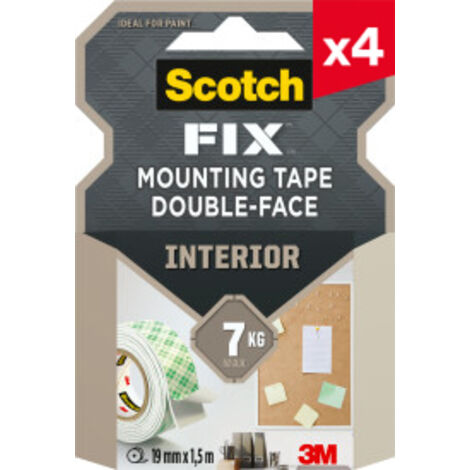 Lot de 4 rubans d’assemblage double face pour un usage intérieur Scotch-FIX™, 19 mm x 1,5 m, 1 rouleau/paquet