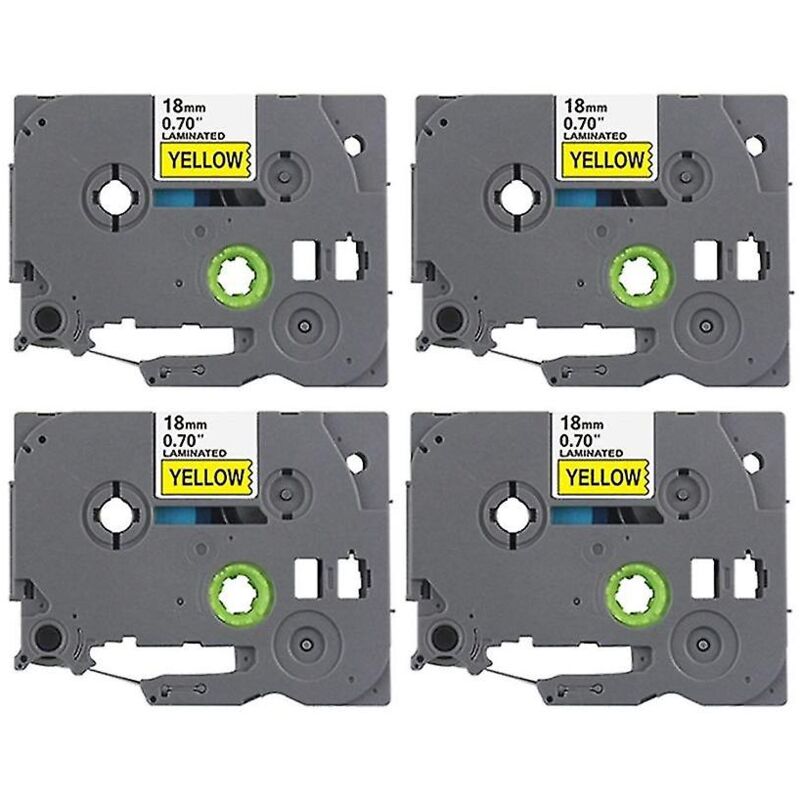 Lot de 4 rubans d'étiquettes Tzc 18 mm pour imprimante Brother Pt-e100 Pt-e100b Pt-e200 Pt-d200