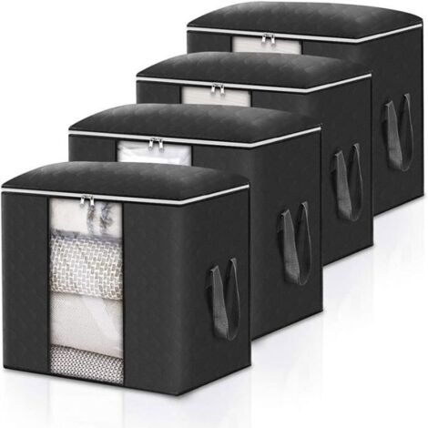 Lot de 4 Sac de Rangement pour Couette - Marque - Modèle - Épais Non-tissé - Gris