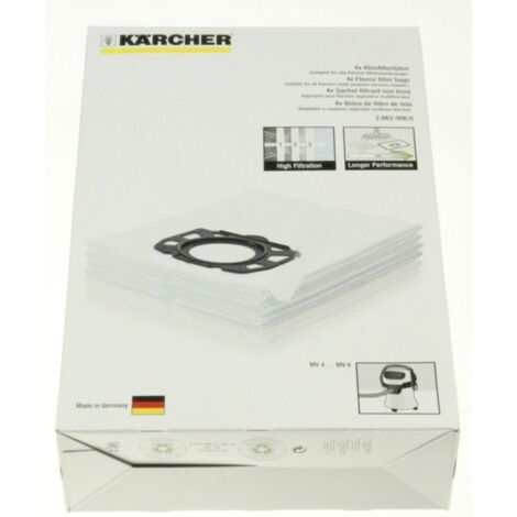 Lot de 4 Sachets filtre ouate pour Aspirateur KARCHER 28630060