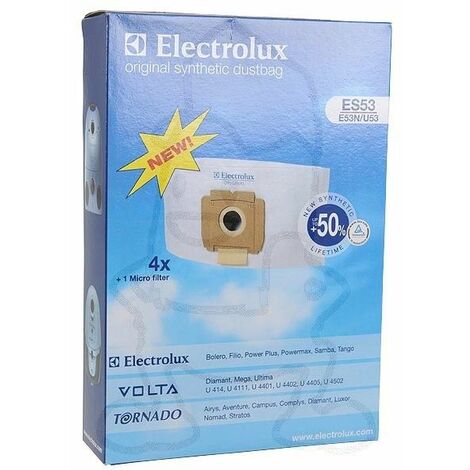 Lot de 4 sacs aspirateur + 1 micro fibre d'origine (9001968420, 2197044015) Aspirateur AEG, ELECTROLUX, PROGRESS, TORNADO, VOLTA