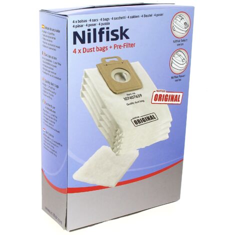 Lot de 4 sacs aspirateur avec filtre – Compatible Nilfisk 9059904010, Power Cleaner – Aspiration optimale pour propreté intérieure
