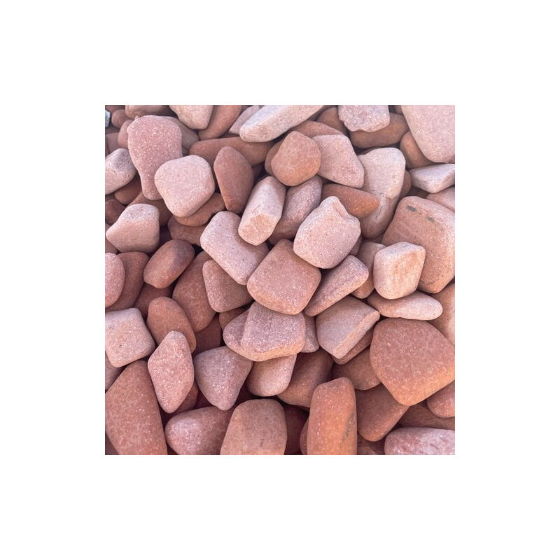 King Matériaux - Lot de 4 sacs de +/- 20 kg - Galet Orange Brique Roulée 25/40