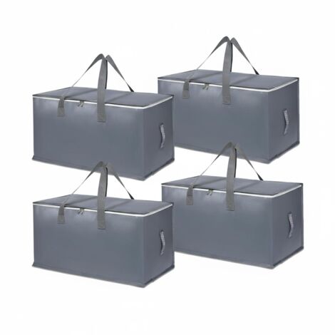 Lot de 4 sacs de déménagement extra-larges avec fermetures zip et poignées, robustes, alternative aux cartons, bleu clair