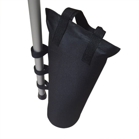 Lot de 4 sacs de lestage pour tonnelle - Pour auvent, tente - Sacs de lestage pour le sable - Pour extérieur instantané - Pieds lestés - Noir (style fermeture éclair, noir)